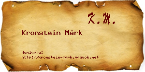 Kronstein Márk névjegykártya